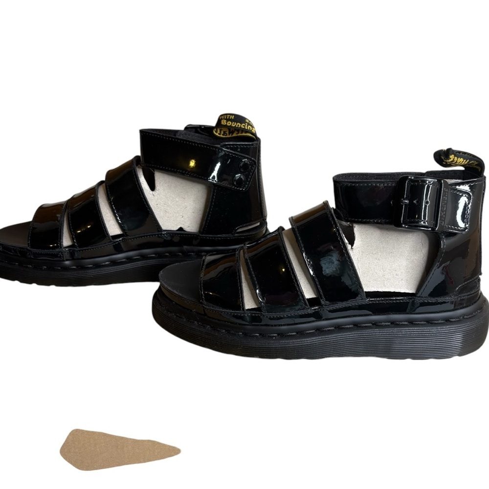 Dr Martens Women sz 7 Black Clarissa II Patent Leather Strap Sandals New in Box - Picture 7 of 14